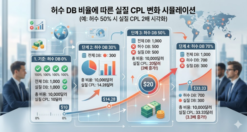 메타 광고 가짜 DB로 인한 광고비 손실 구조 비교표